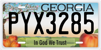 GA license plate PYX3285