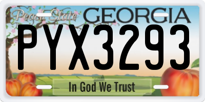 GA license plate PYX3293