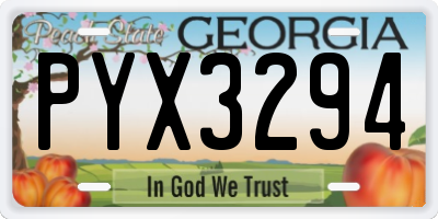GA license plate PYX3294