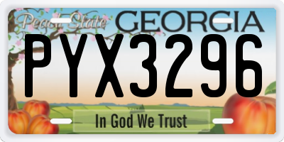 GA license plate PYX3296