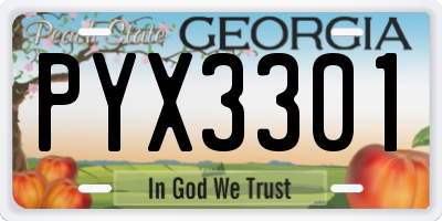 GA license plate PYX3301