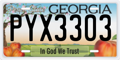 GA license plate PYX3303