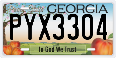 GA license plate PYX3304