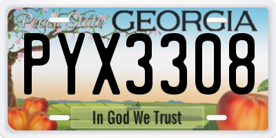 GA license plate PYX3308