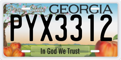 GA license plate PYX3312