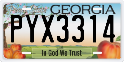 GA license plate PYX3314