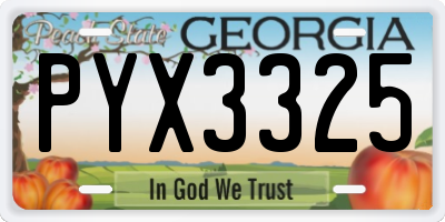 GA license plate PYX3325