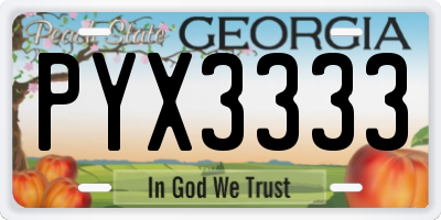 GA license plate PYX3333