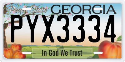 GA license plate PYX3334