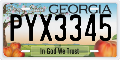 GA license plate PYX3345