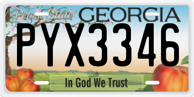 GA license plate PYX3346