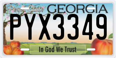 GA license plate PYX3349
