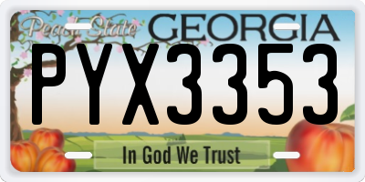 GA license plate PYX3353
