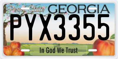 GA license plate PYX3355