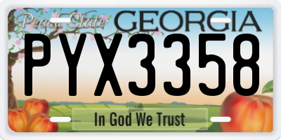 GA license plate PYX3358
