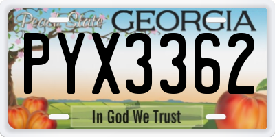 GA license plate PYX3362