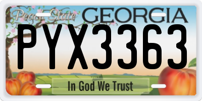 GA license plate PYX3363