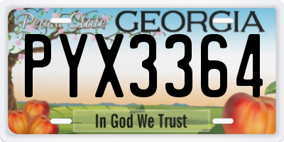 GA license plate PYX3364
