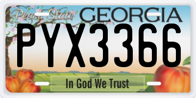 GA license plate PYX3366
