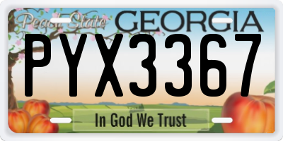 GA license plate PYX3367