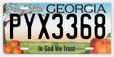 GA license plate PYX3368