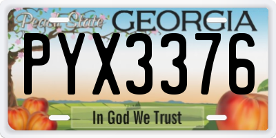 GA license plate PYX3376
