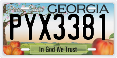 GA license plate PYX3381