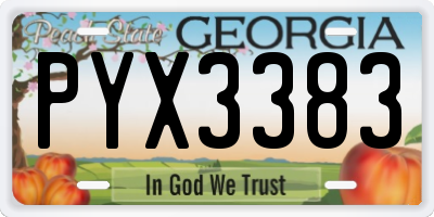 GA license plate PYX3383
