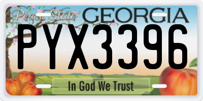 GA license plate PYX3396