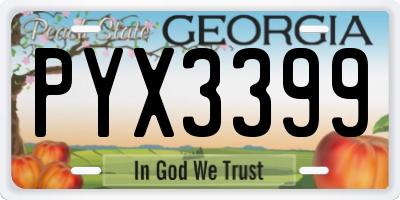 GA license plate PYX3399