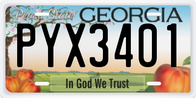 GA license plate PYX3401