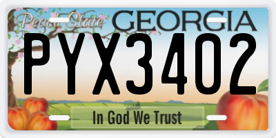 GA license plate PYX3402