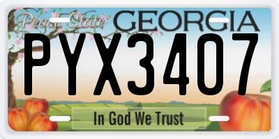 GA license plate PYX3407