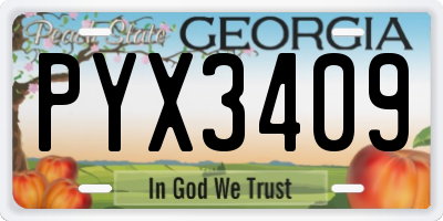 GA license plate PYX3409