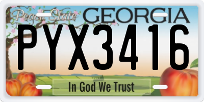 GA license plate PYX3416
