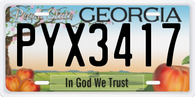 GA license plate PYX3417