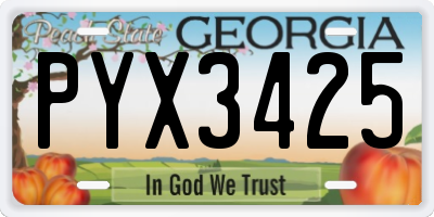 GA license plate PYX3425