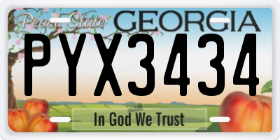 GA license plate PYX3434