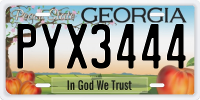 GA license plate PYX3444
