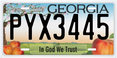 GA license plate PYX3445
