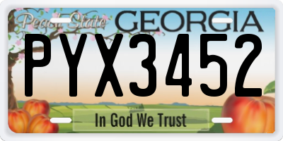GA license plate PYX3452