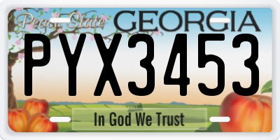 GA license plate PYX3453