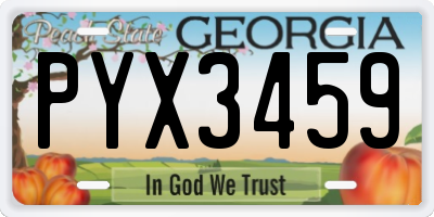 GA license plate PYX3459