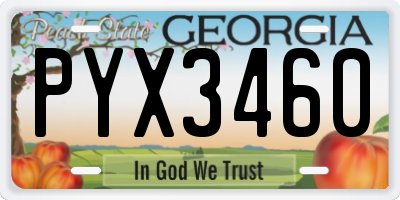 GA license plate PYX3460