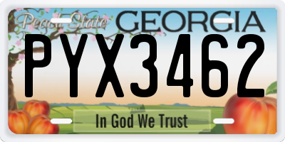 GA license plate PYX3462
