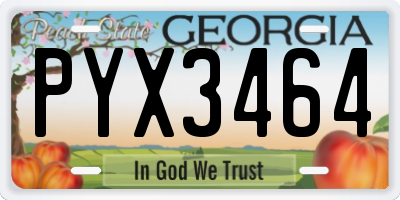 GA license plate PYX3464