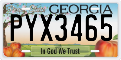 GA license plate PYX3465