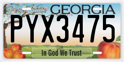 GA license plate PYX3475