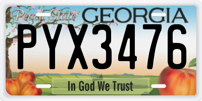 GA license plate PYX3476