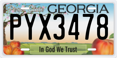 GA license plate PYX3478